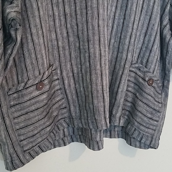 CTC Linens black/white striped 100% linen top - Picture 6 of 8